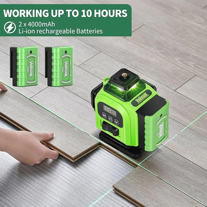 16 Line Laser Level 360 Self Leveling, 4x360°Professional 4D Green Cross Line