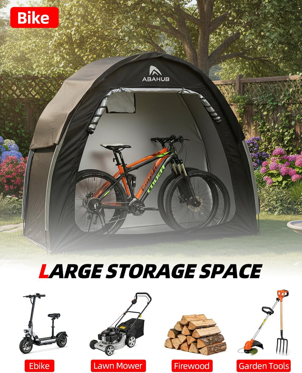 Abahub Portable Bike Storage Shed Tent with Rain Cover for 1/2 Bicycle