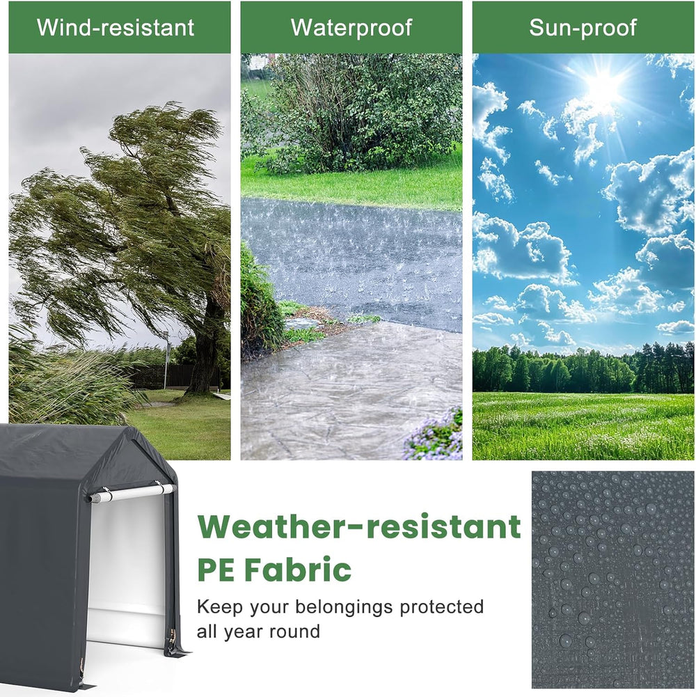 Tangkula 8x6.5Ft Portable Shed, Outdoor Storage Shelter with Waterproof Cover...