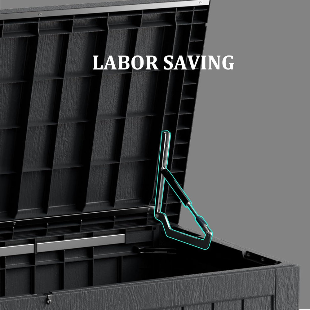 Outdoor Storage Box, 270 Gallon Waterproof Deck Box, Super-Sized Gas-Spring R...