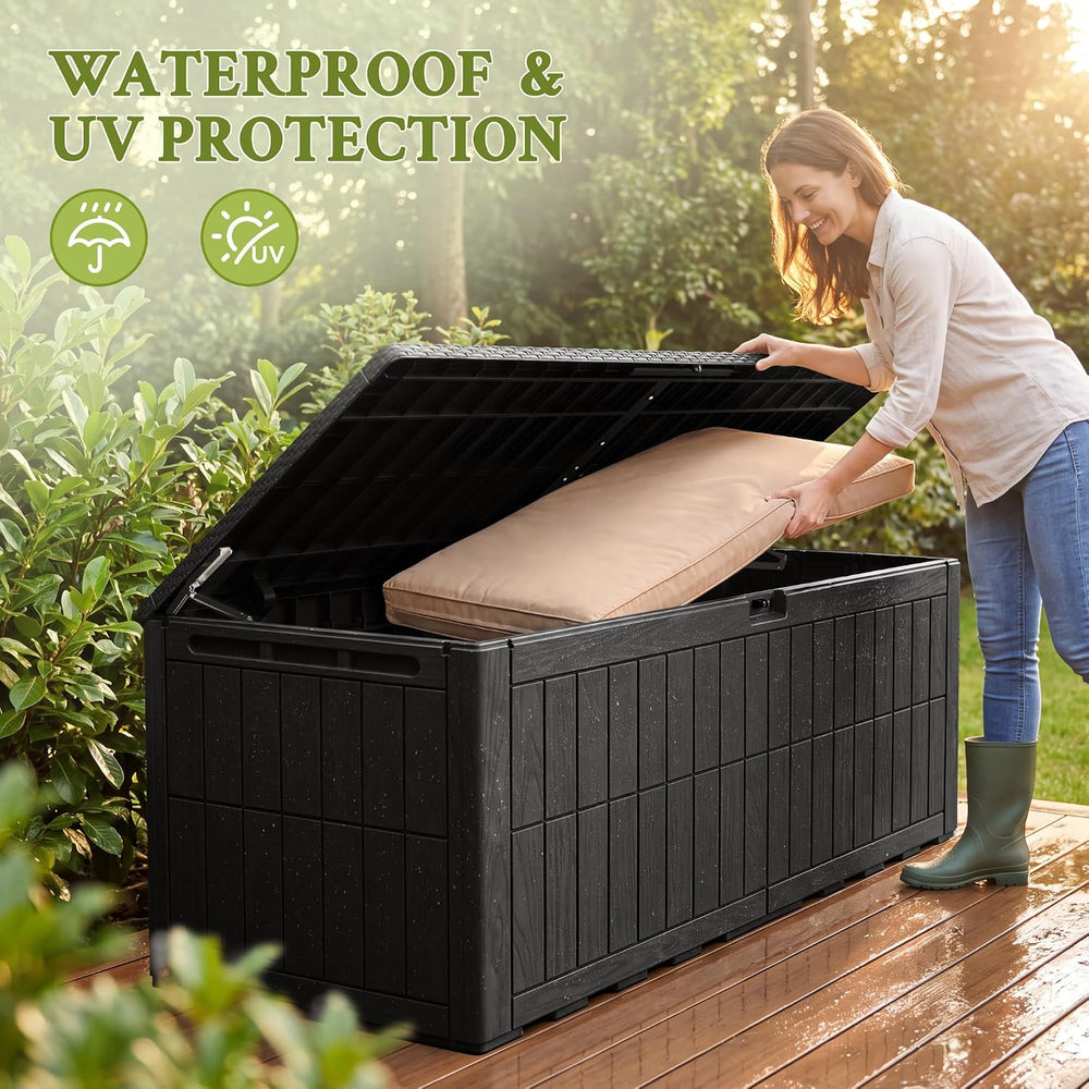Flamaker 220 Gallon Large Outdoor Storage Box Waterproof, XL Resin Deck Box