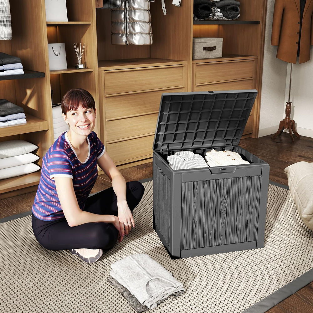 ROJIK 40 Gallon Resin Deck Box, Lockable Waterproof Weatherproof Outdoor Stor...