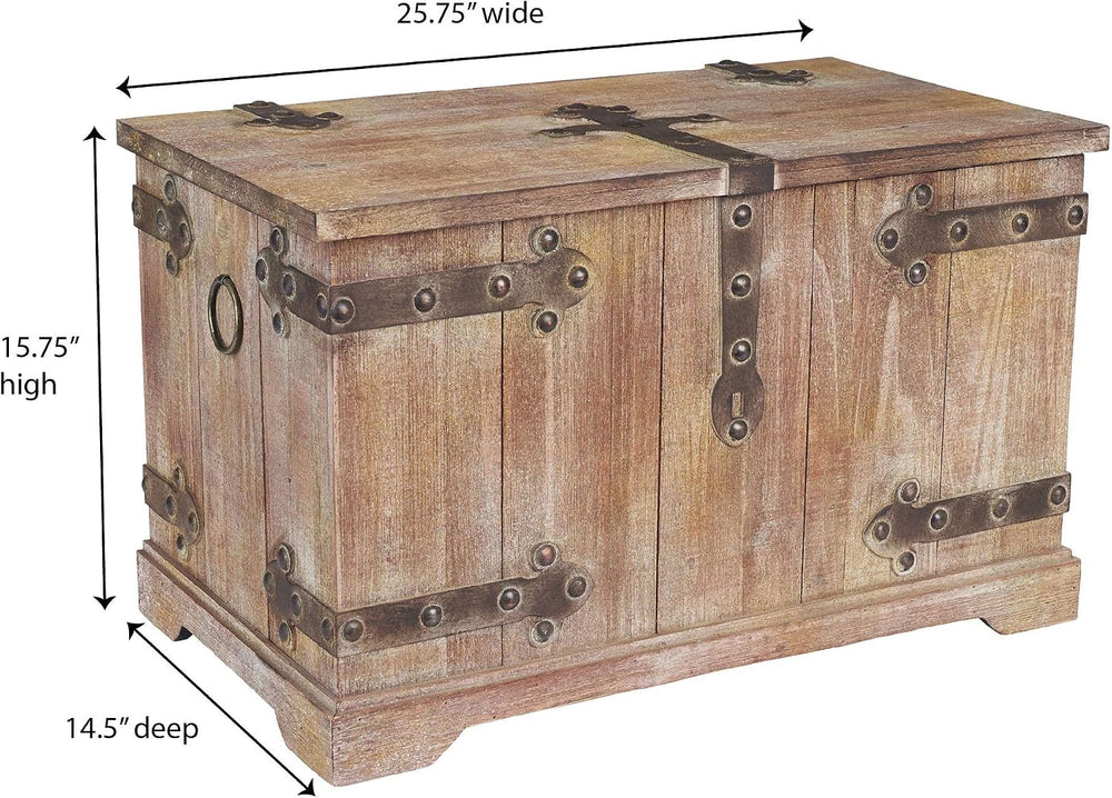 Household Essentials Victorian Style Decorative Trunk in Chinese Fir Wood wit...