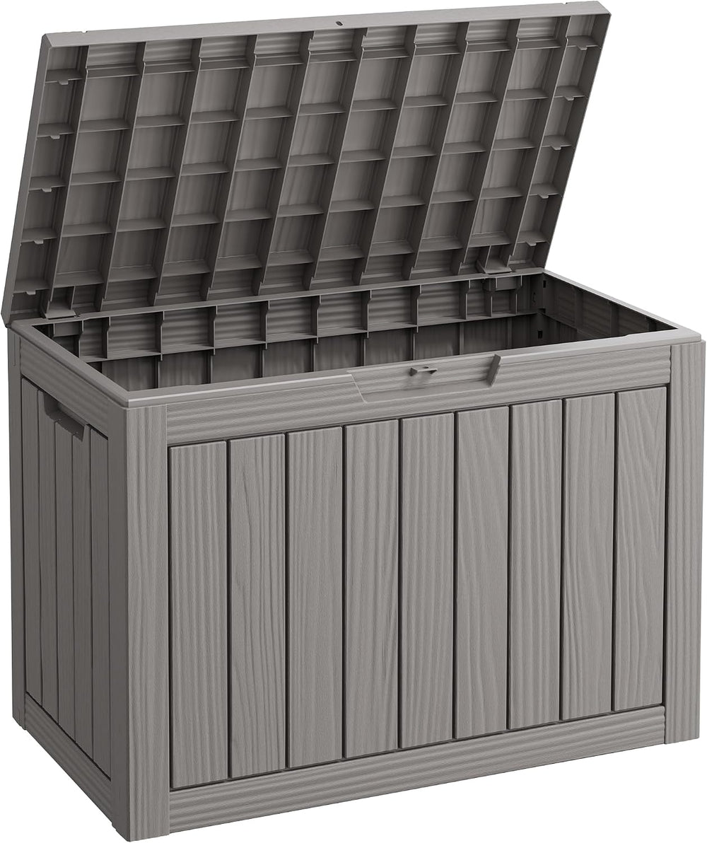 Fancyango 45 Gallon Outdoor Storage Deck Box Waterproof, Grey