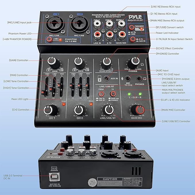Pyle Professional Wireless DJ Audio Mixer