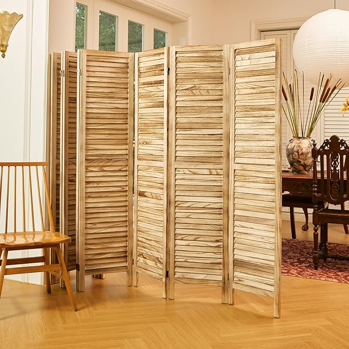 Room Dividers and Folding Privacy Screens, Wood Louvered Separators Divider Wall