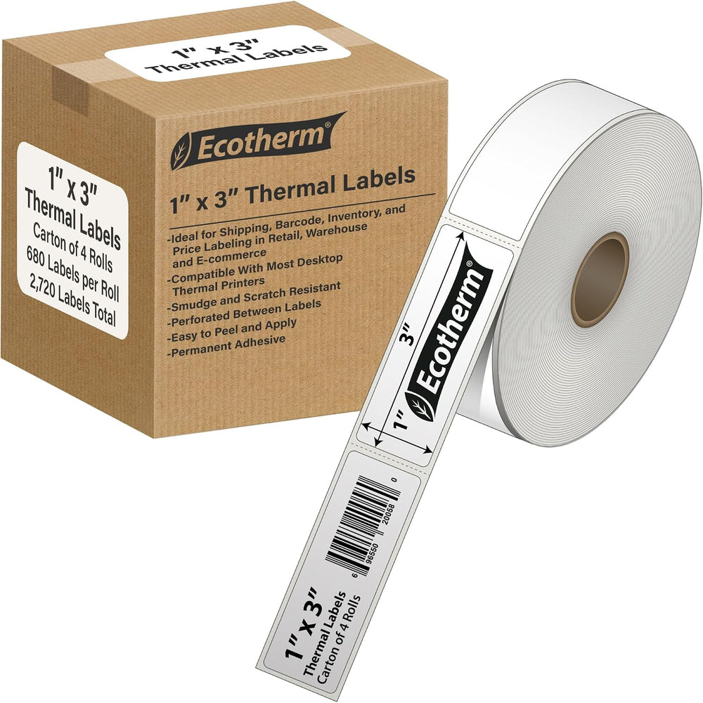 1" x 3" Thermal Labels | 4 Rolls | 2720 Labels | fits Zebra, Offnov...