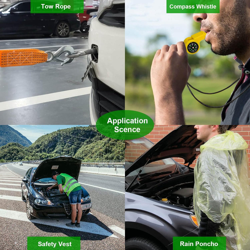 HolaKit 55-Piece Car Emergency Kit with Jumper Cables and First Aid