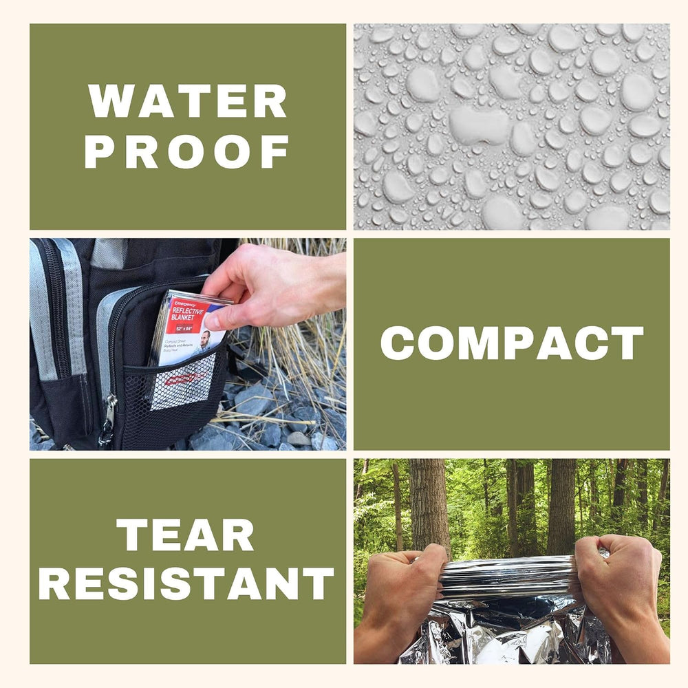 [10 Pack] Thermal Reflective Emergency Blanket 52”x84” | Emergency Mylar Blan...