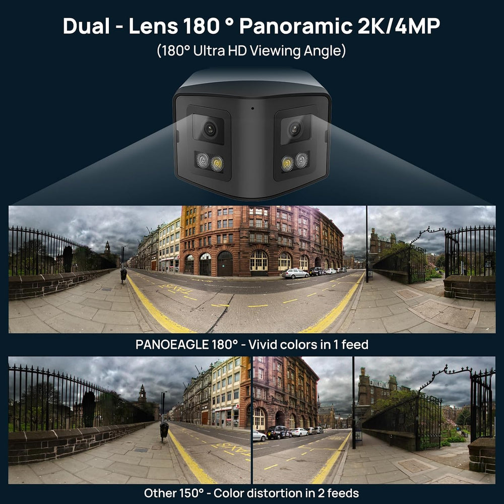 PANOEAGLE 4MP Dual Lens PoE IP Security Camera with 180° Panoramic Angle