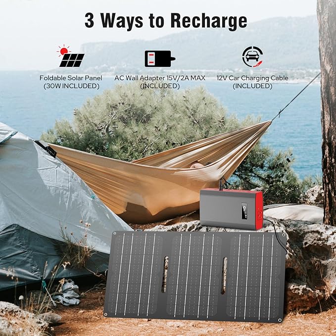 Portable Solar Power Bank with AC Outlet 65W 110V External Battery Pack