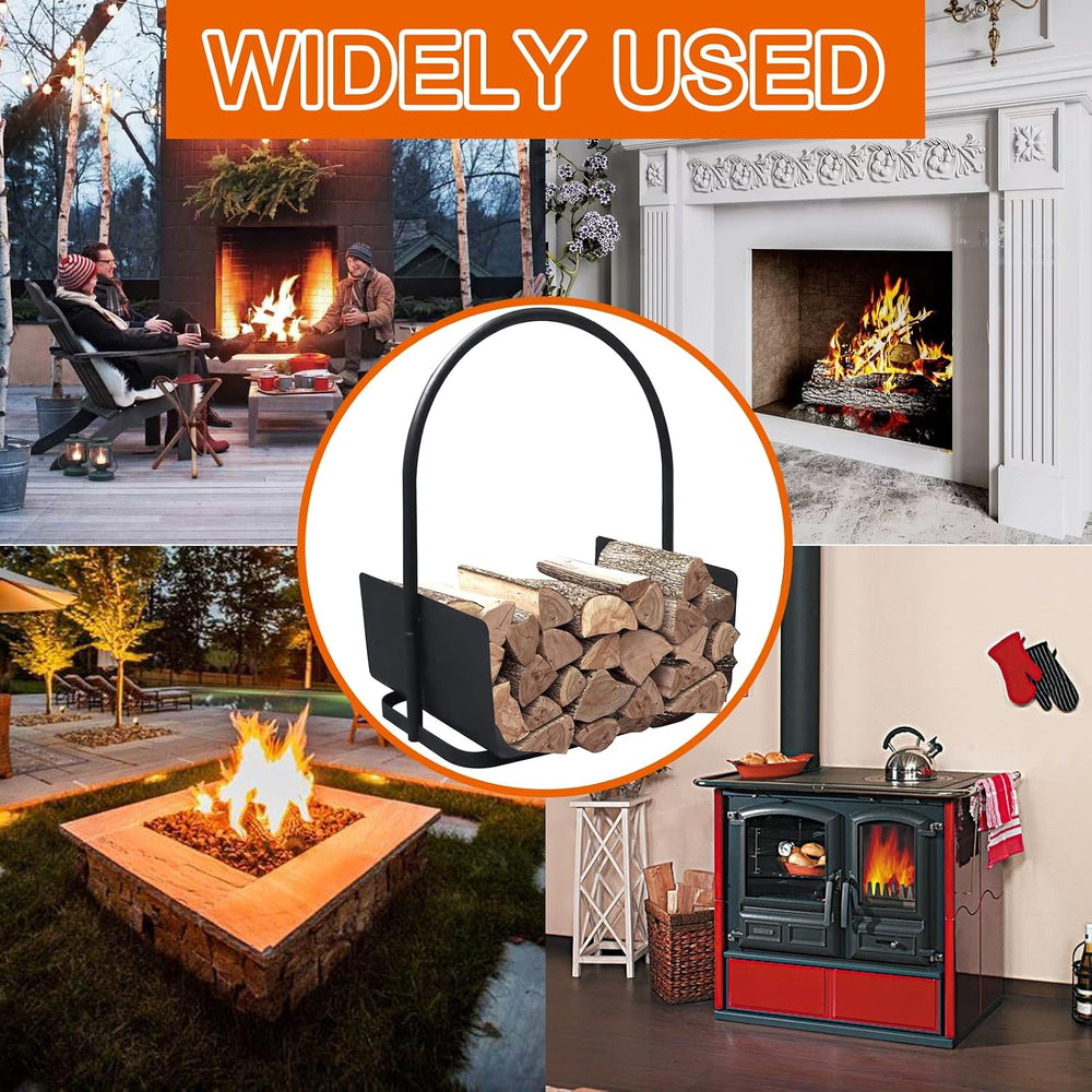 Indoor Firewood Rack Portable Rustproof Wrought Iron Outdoor Firewood Holder,...