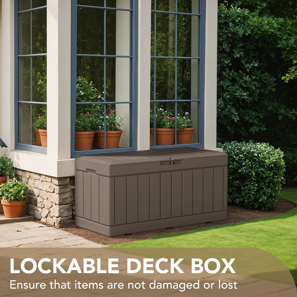Devoko 85 Gallon Deck Box Lockable Resin Outdoor Storage Box waterproof Outdo...