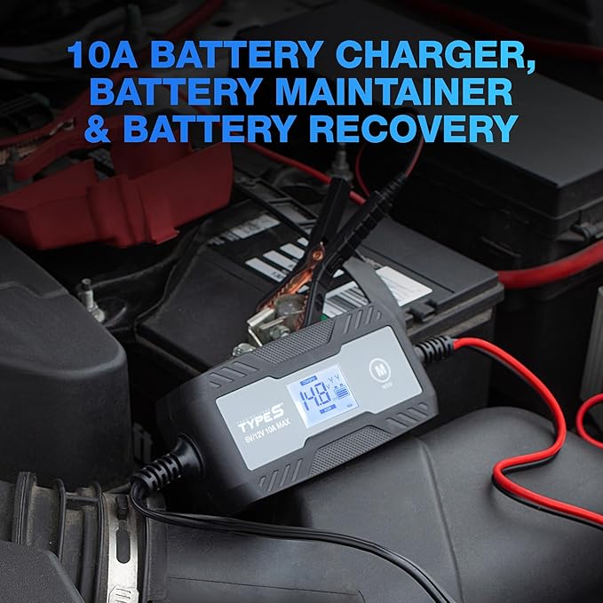Type S 10A Smart Battery Charger & Maintainer, 6V & 12V Fully Automat...