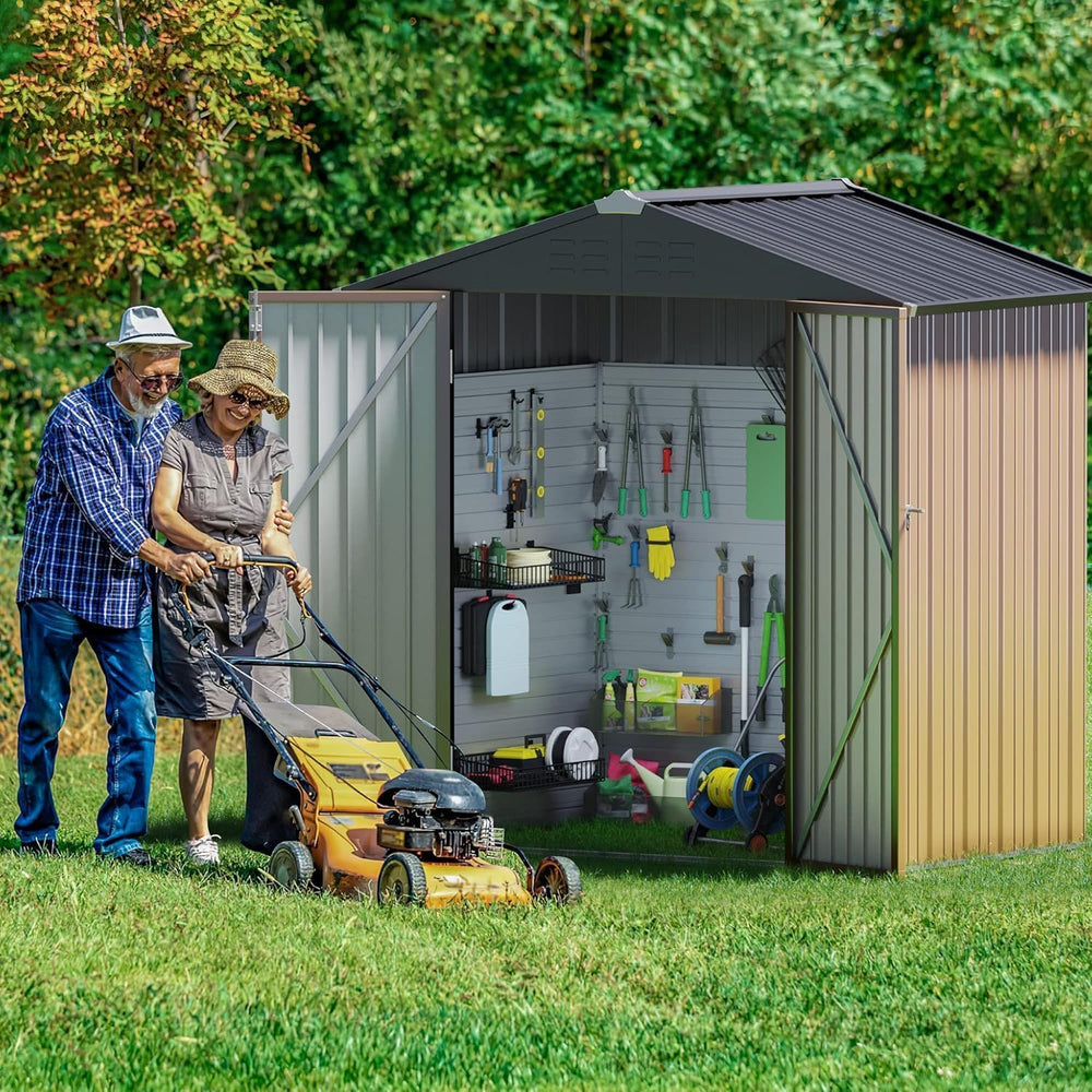 Furniwell 6x4 FT Outdoor Storage Shed, Metal Garden Sheds Outdoor Storage Hou...