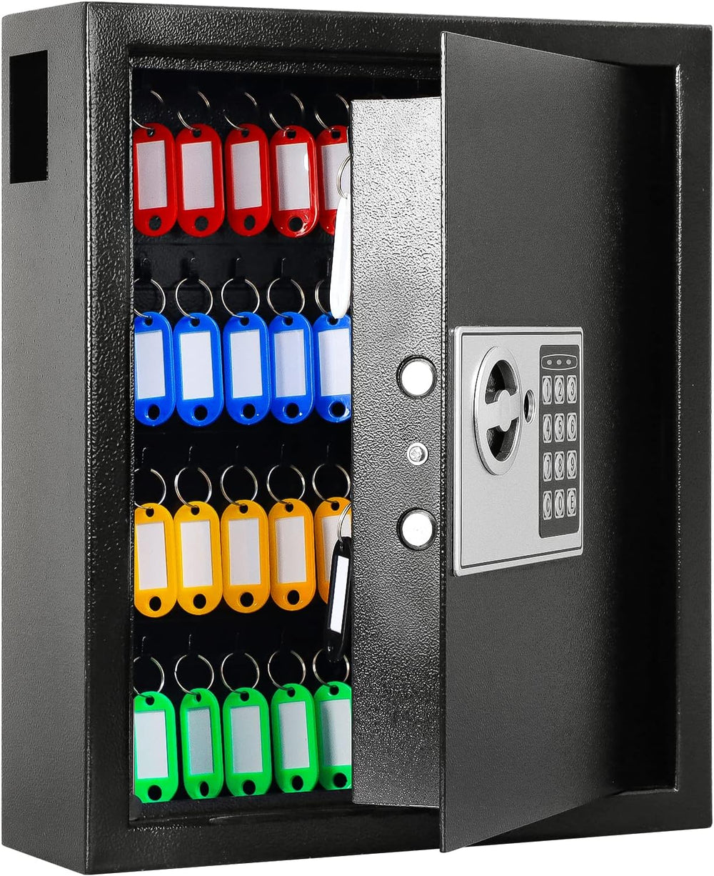 KYODOLED Digital Key Box, Wall Mount 60 Key Cabinet with Key Tags, Black