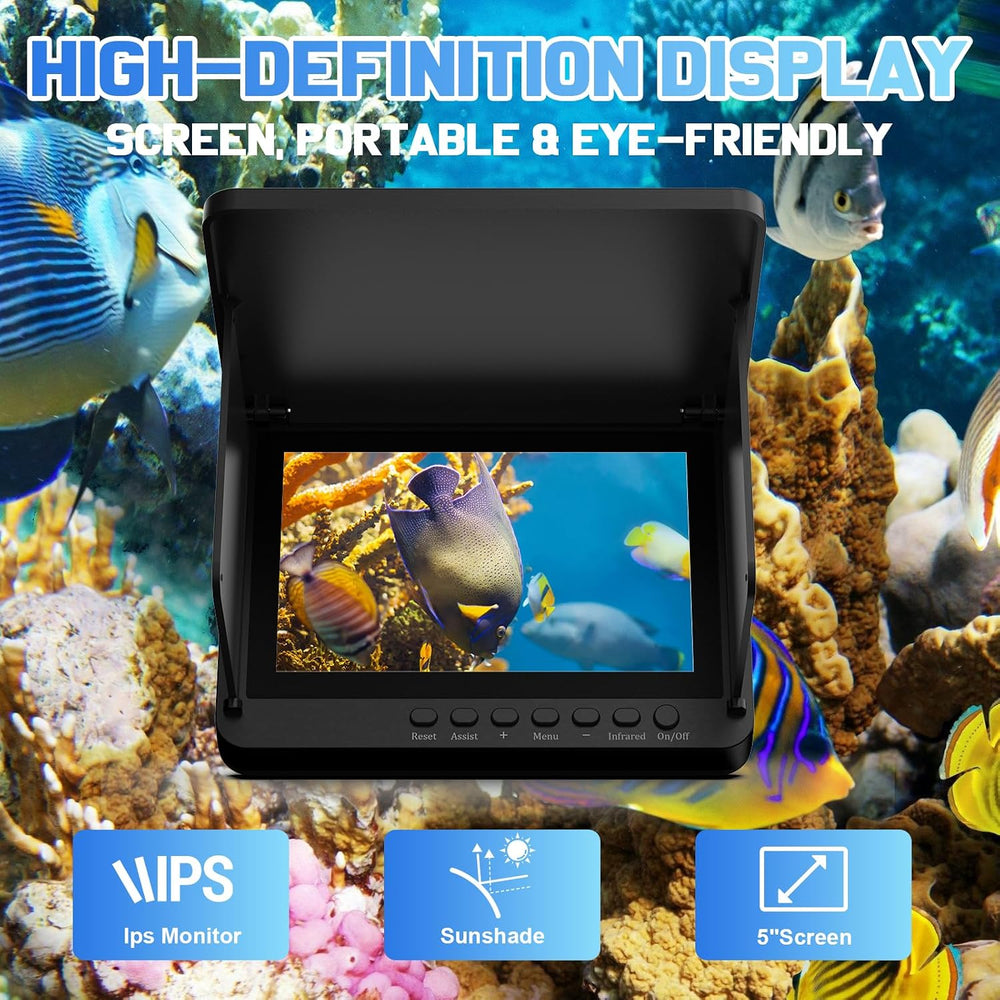 Underwater Fishing Camera, 5-Inch IPS 1080 HD 100FT for Ice Fishing