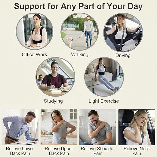 Full Back Posture Corrector for Women & Men – Pull-Back System Posture Br...