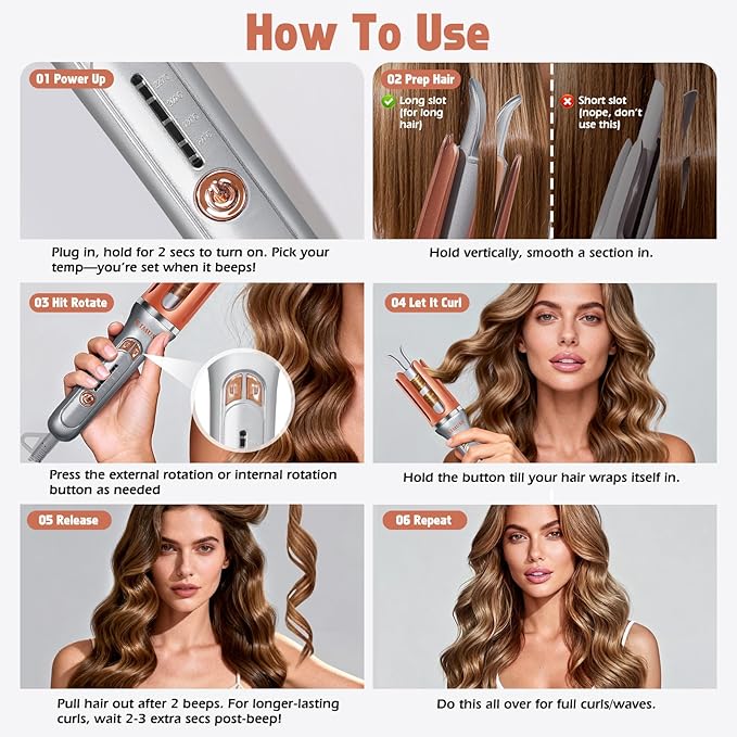 KIMUSE Automatic Rotating Curling Iron, 1.25 Inch