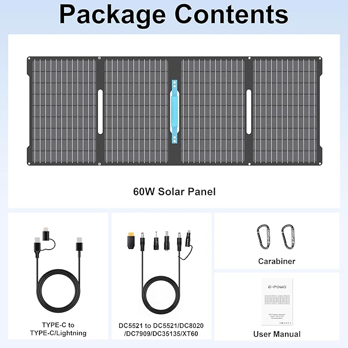 E-POWO 60W Portable Solar Panels Chargers
