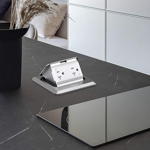 KYHSHJ Pop Up Floor Electrical Outlet Box Kit，20 Amp Stainless Steel TR