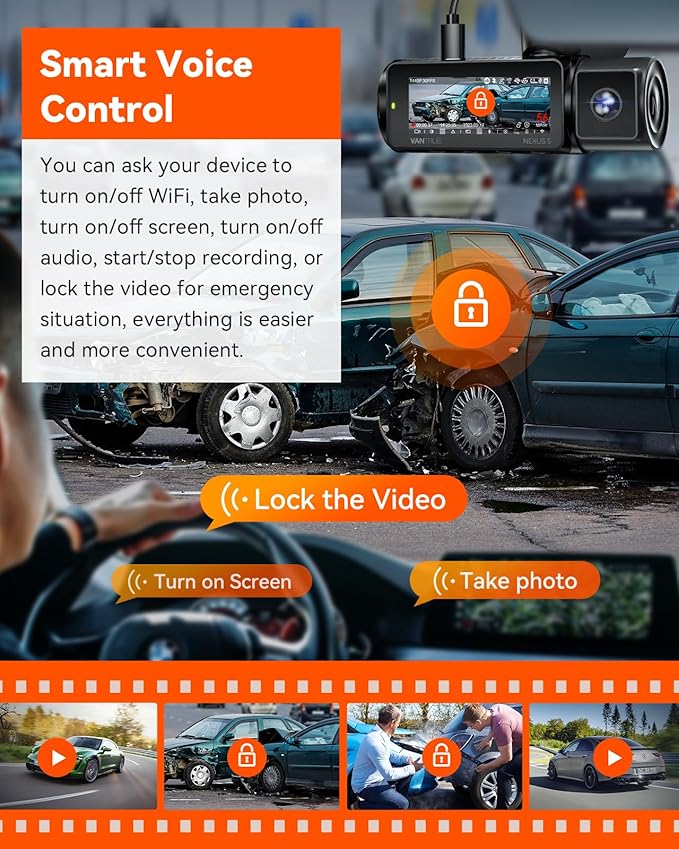 Vantrue N5 4 Channel WiFi 360° All Sides Dash Cam, STARVIS 2, IR Night Vision