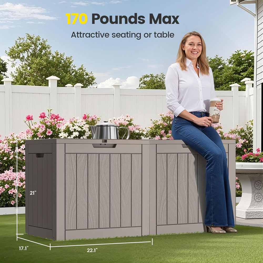 Zapdos 31 Gallon Outdoor Deck Box, Lockable Waterproof Outdoor Storage Boxes ...