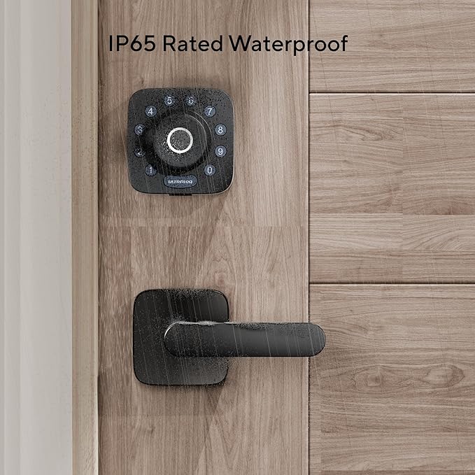 ULTRALOQ Passage Lever Door Handle, Reversible Black Front Door Handle No Lock