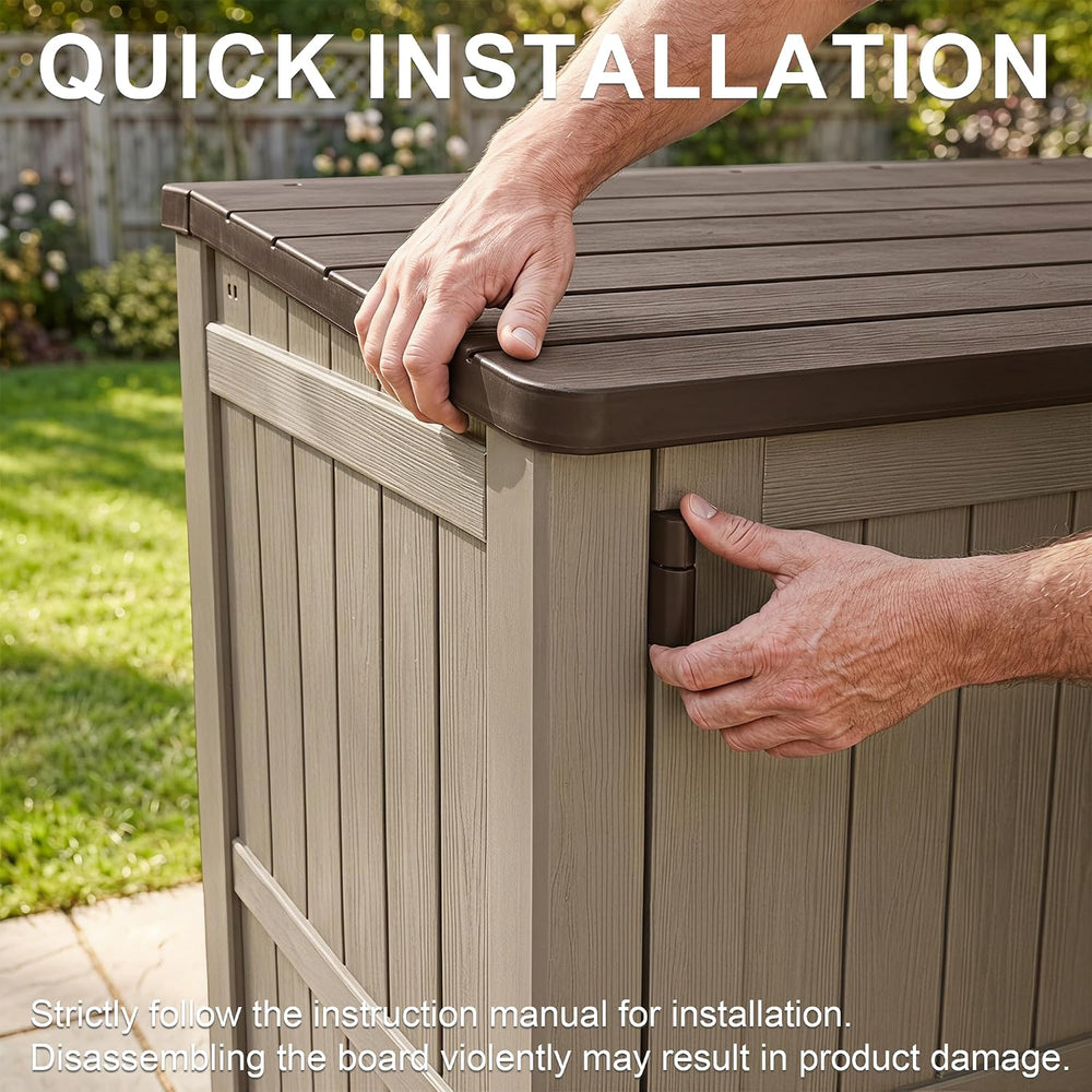 Outdoor Storage Box & Cabinet 36 Cu Ft, Patio Storage Box, Brown