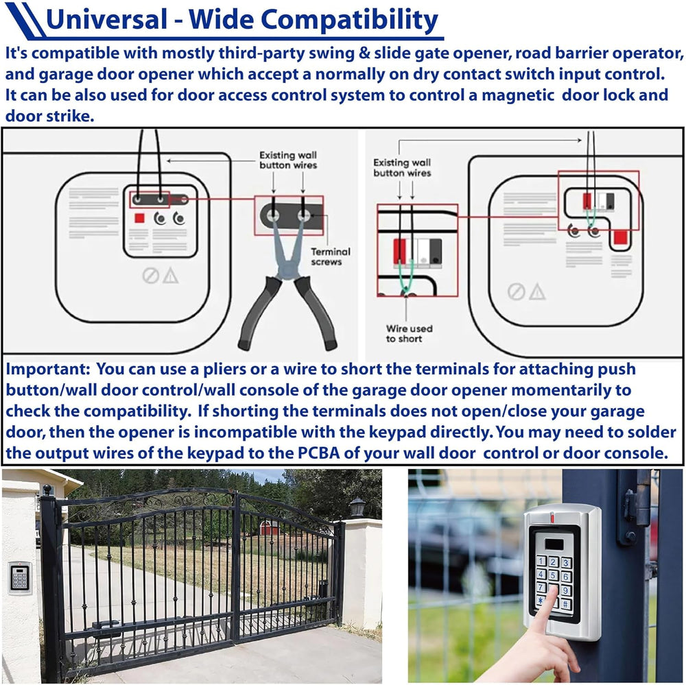 Universal Waterproof 12-24V AC/DC Metal Wired Keypad Stand Alone Access Contr...
