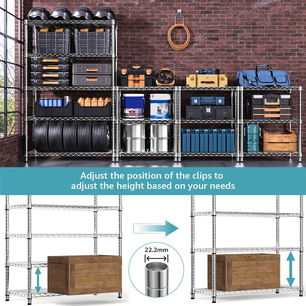 M MZG 5-Shelf Storage Shelves,Wire Shelving Heavy Duty Metal Storage Shelving...