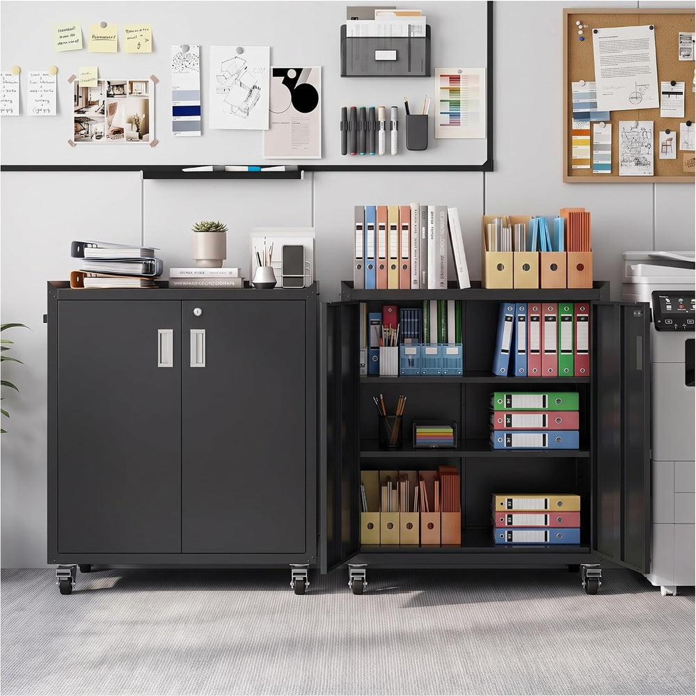 LCAOPC Metal Storage Cabinet with Wheels - Lockable, Rolling Tool Cabinet for...