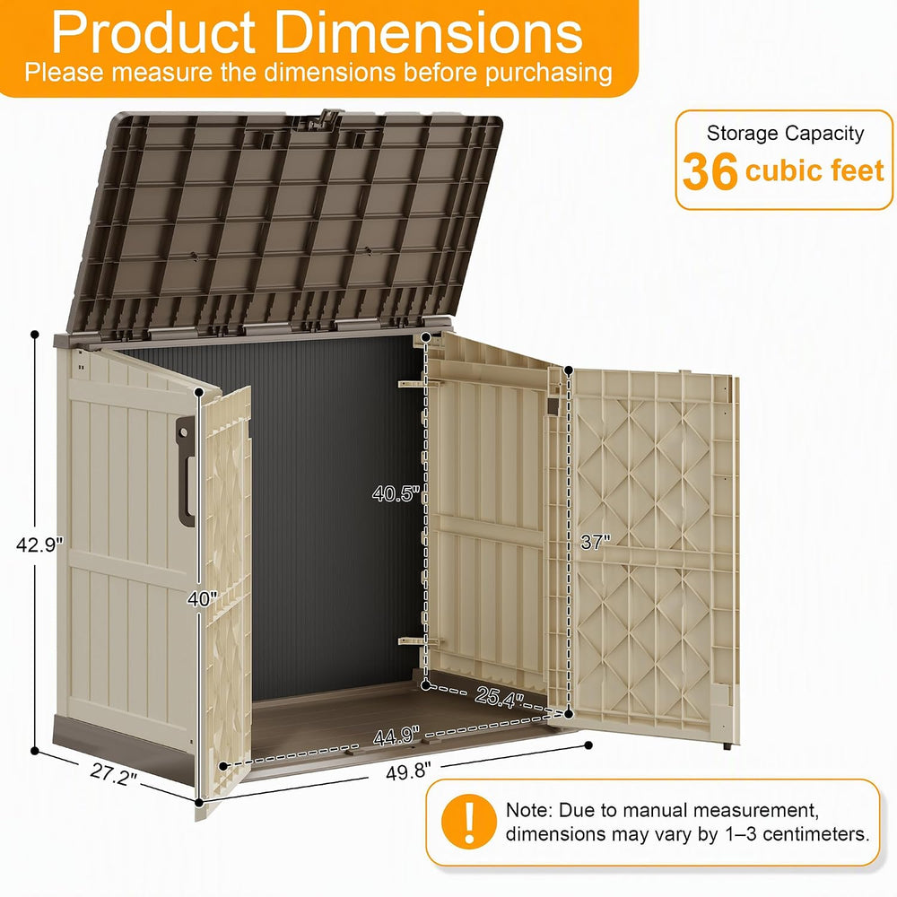 Outdoor Storage Box & Cabinet 36 Cu Ft, Patio Storage Box, Brown