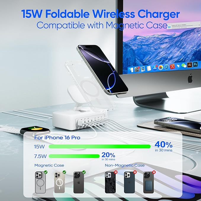 11-in-1 Charging Station USB-C Power Strip, 300W USB C Charger Block, 2AC