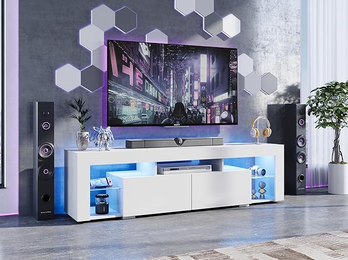WLIVE TV Stand for 65 to 70 Inch TV, Modern Entertainment Center