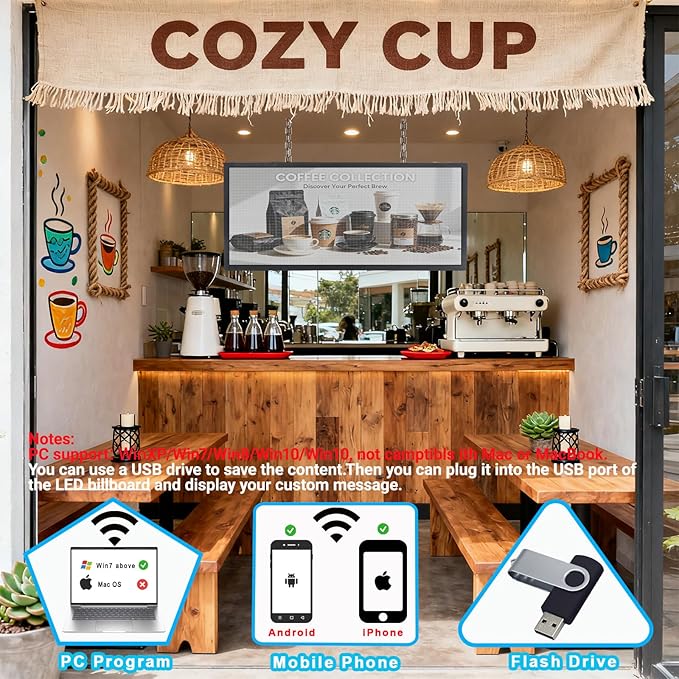 P6 Programmable LED Sign 40"x17", Outdoor Waterproof Digital Messag...
