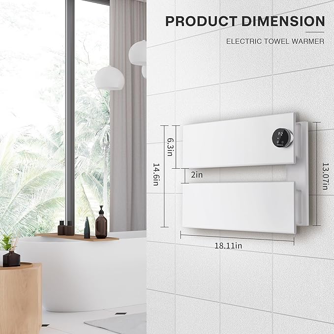 K&KALONZO Electric Towel Warmer, 18.35" W x 14.6" H Wall-Mounte...