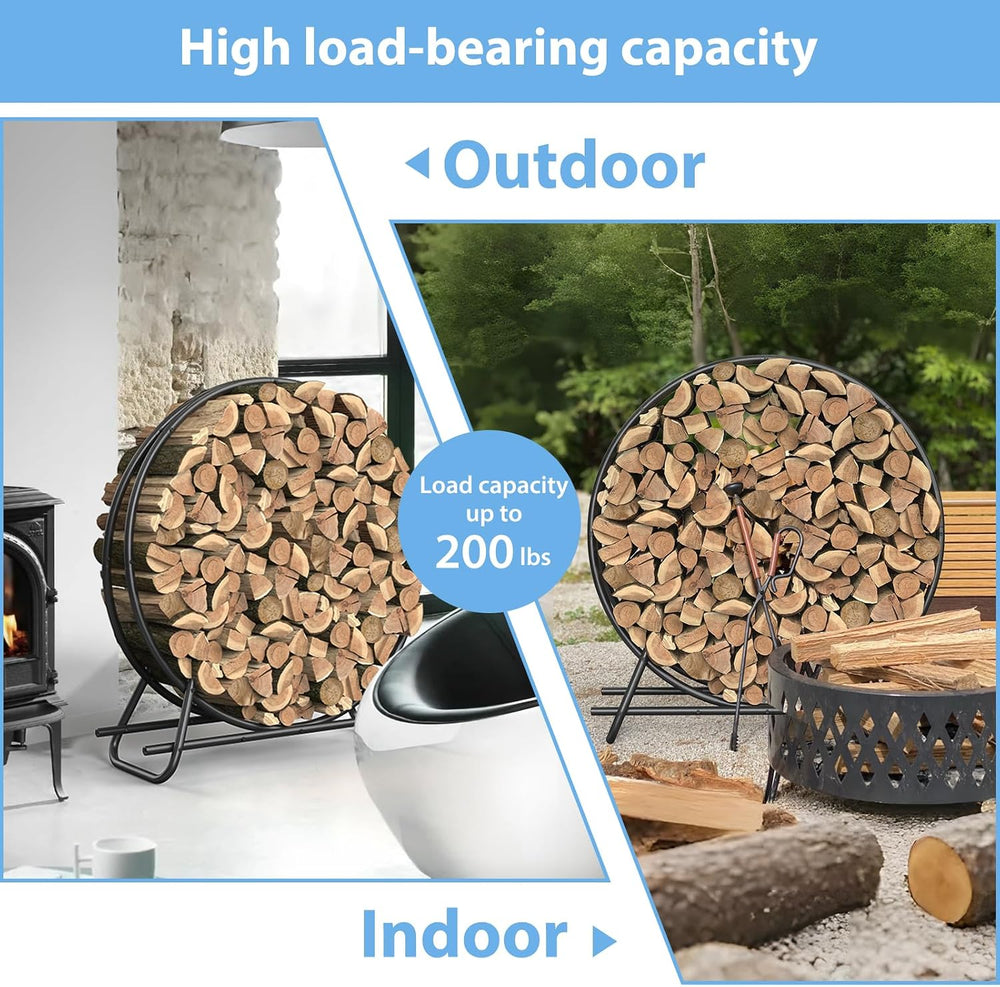 40 Inch Indoor or Outdoor Firewood Rack Circle -Metal Pipe Made