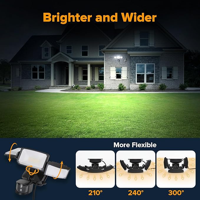 LUTEC 50W Motion Sensor Outdoor Lights, 5500 LM Plug in Flood Light Outdoor