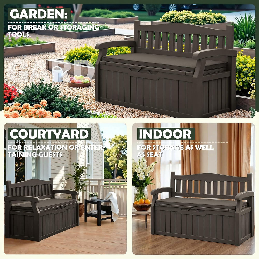 Flamaker 80 Gallon Storage Bench with Cushion, Waterproof, All-Weather