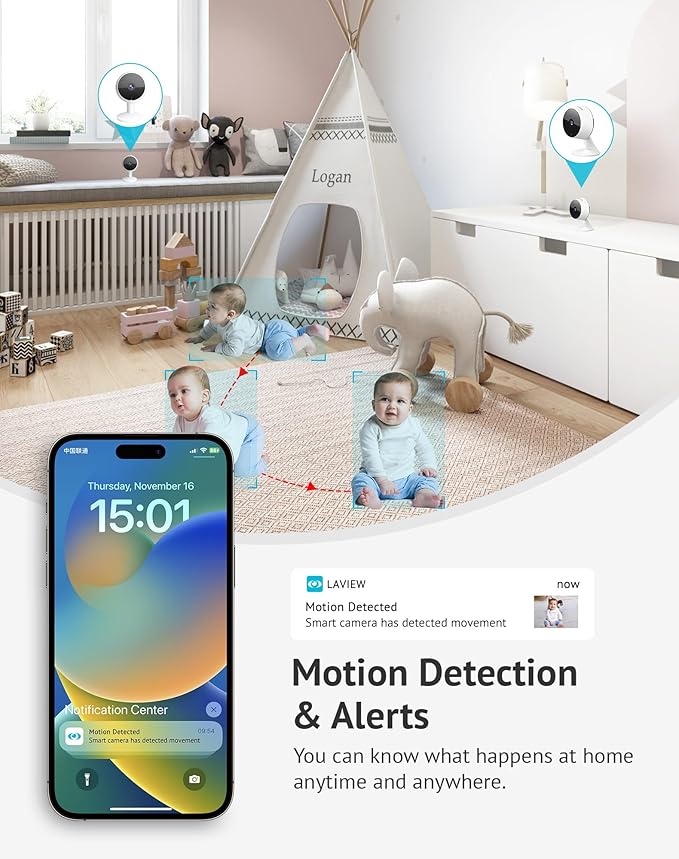 LaView 5MP 3K Cameras for Home Security Indoor, Home Security Camera for
