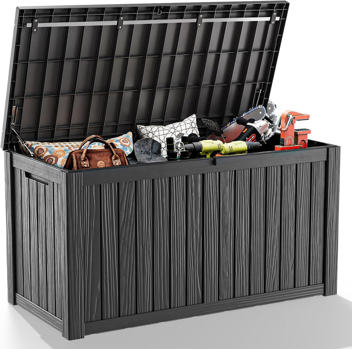 180 Gallon Outdoor Storage Box, Resin Deck Boxes Waterproof, IndoorOutdoor Bin for Package Delivery, Patio Cushions, Gardening Tools, Lockable, UV Resistant