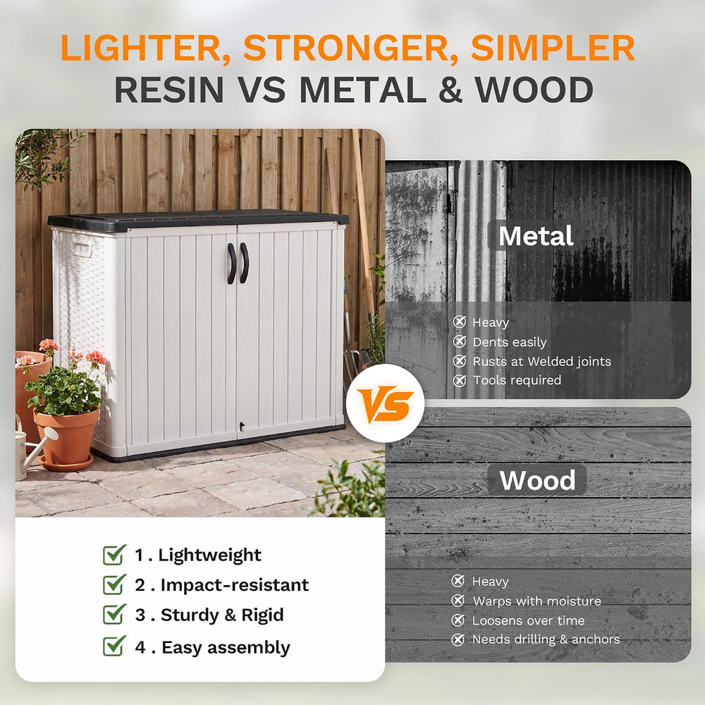 Devoko 26 Cu Ft Resin Outdoor Storage Cabinet with Lockable Doors, White