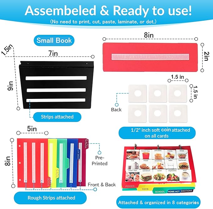 Visual Communication Book with Case, 162 ASD Photo Picture Cards: Autism