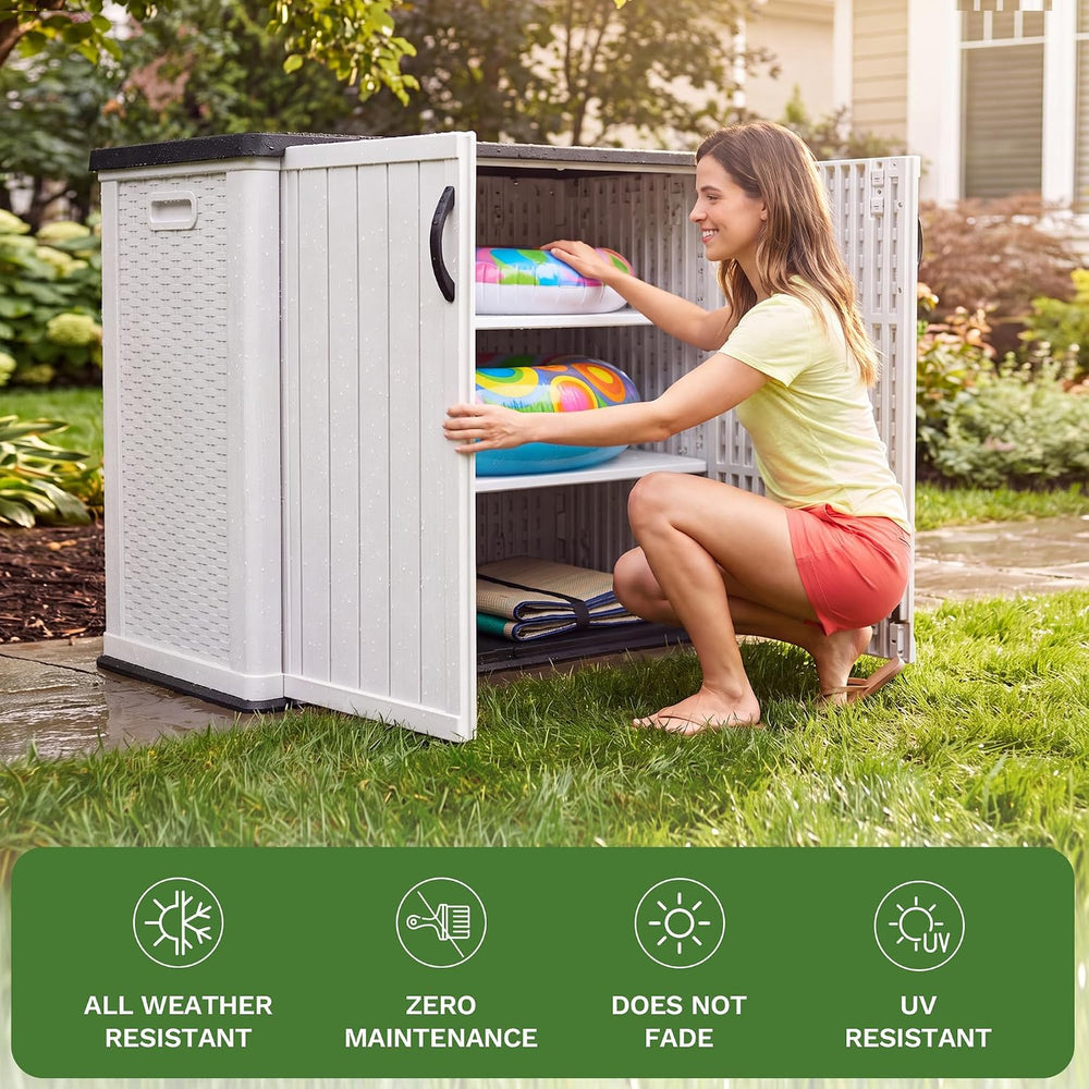 Devoko 26 Cu Ft Resin Outdoor Storage Cabinet with Lockable Doors, White