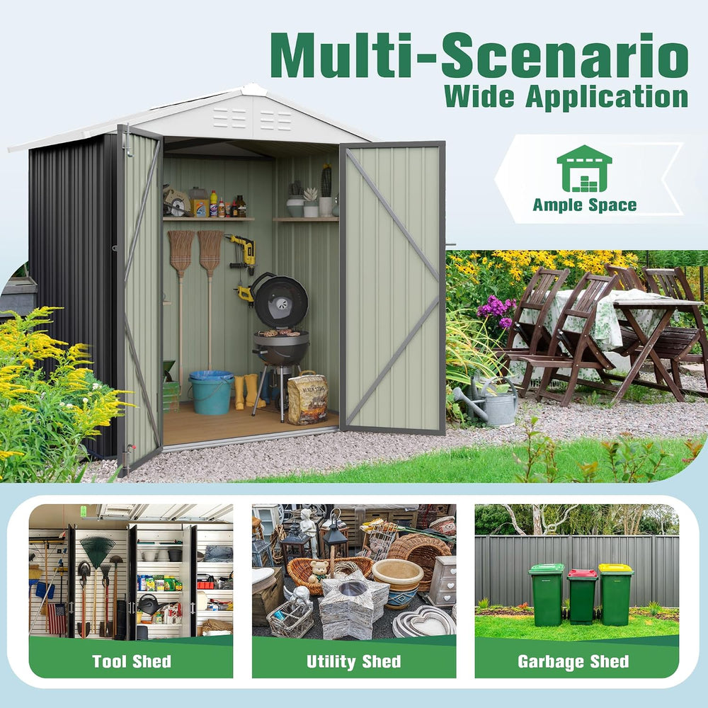 Flamaker 6x4 FT Storage Shed Waterproof Metal Garden Shed with Lockable Door ...
