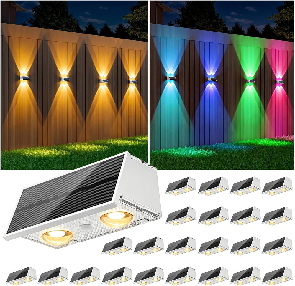 NIORSUN Solar Fence Lights,24 Pack Wall Lights Waterproof,Led Outdoor Lights ...
