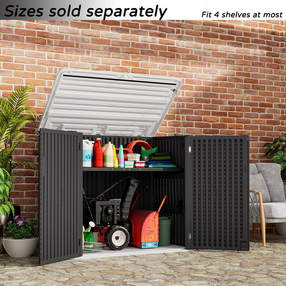 Mrosaa Resin Outdoor Storage Shed, 38 cu.ft Outdoor Storage Box Waterproof fo...