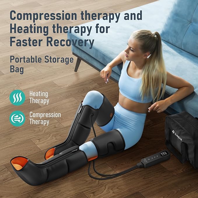 QUINEAR Leg Massager, 3-in-1 Heat and Compression Therapy, Air Compression Leg