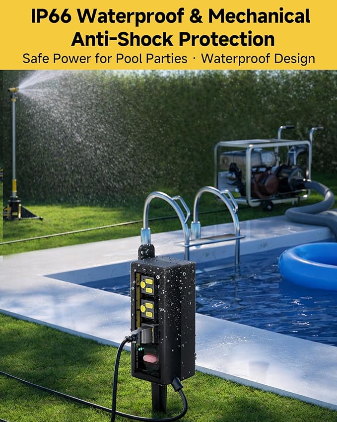 IP66 Outdoor Power Strip Waterproof, Iwister Heavy Duty Surge Protector